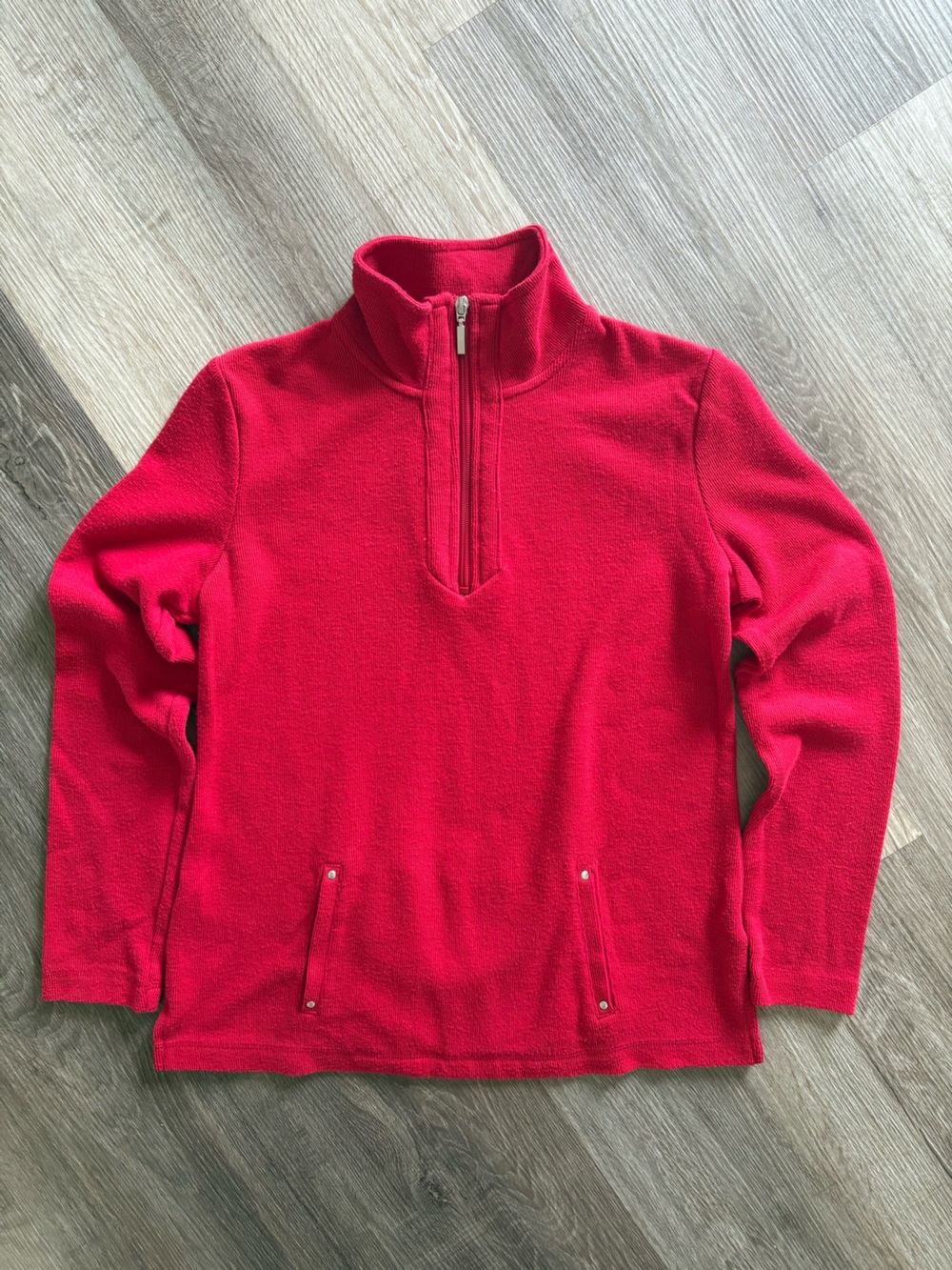 Karen Scott Sport Red 1/4 Zip Pullover Sweatshirt PS